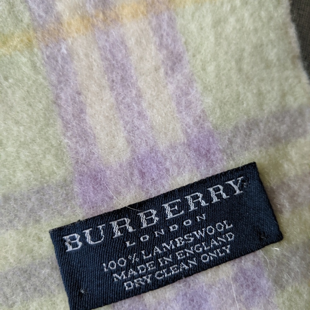 Burberry wool scarf- mint and lavender plaid